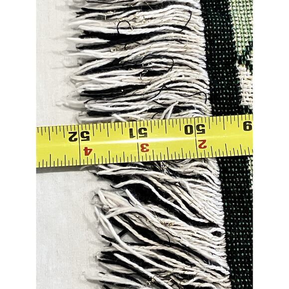 VTG Fitz And Floyd Santa Throw Woven Cotton Fringed Reverse Weave 67” x 52” - Picture 10 of 16